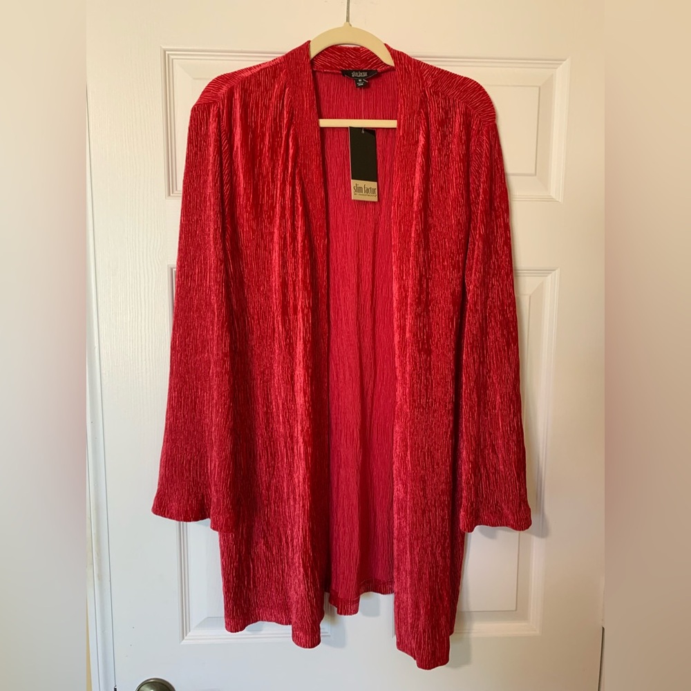 NWT Slim Factor by Investments Open Front Cardigan Jacket Sizes M, L & 2X Sleek